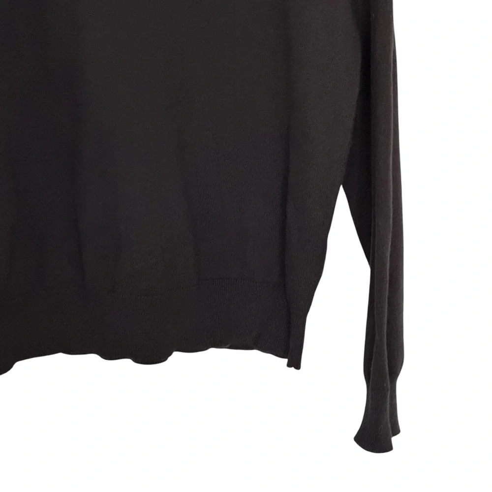 J Crew Fact Large Black Harbor Cotton Cotton/Nylon/Merino Wool Crew Neck Sweater